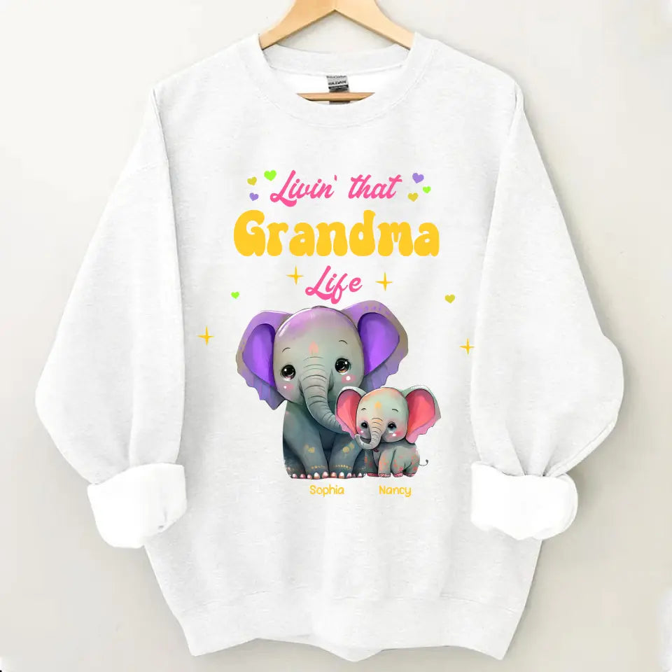 Personalized Livin That Grandma Life Elephant Color Print Clothing