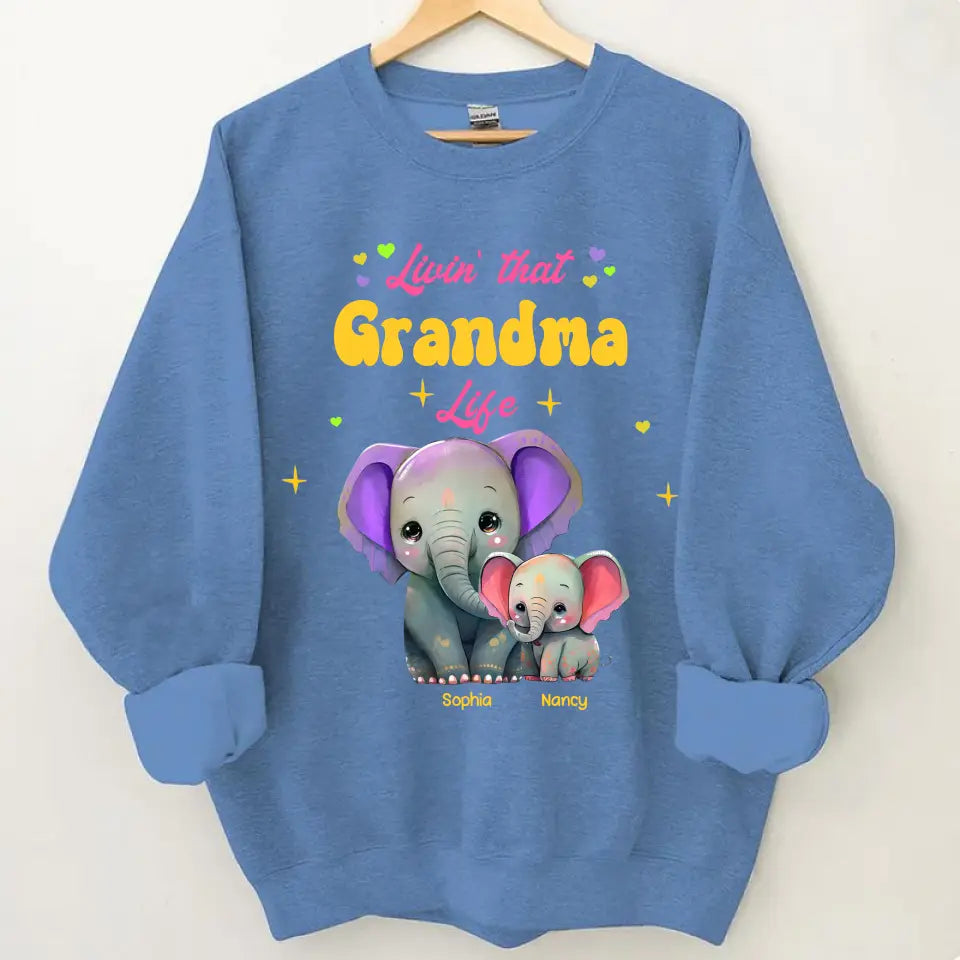 Personalized Livin That Grandma Life Elephant Color Print Clothing