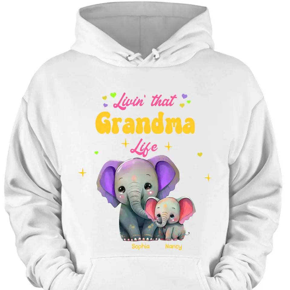 Personalized Livin That Grandma Life Elephant Color Print Clothing