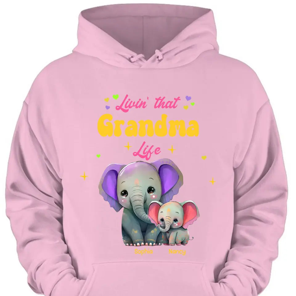 Personalized Livin That Grandma Life Elephant Color Print Clothing
