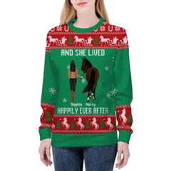 Just A Girl Who Loves Horses - Pull de Noël laid unisexe personnalisé, cadeau de Noël pour les amateurs de chevaux