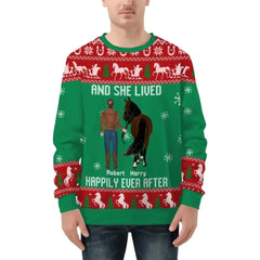 Just A Girl Who Loves Horses - Pull de Noël laid unisexe personnalisé, cadeau de Noël pour les amateurs de chevaux