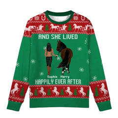 Just A Girl Who Loves Horses - Pull de Noël laid unisexe personnalisé, cadeau de Noël pour les amateurs de chevaux