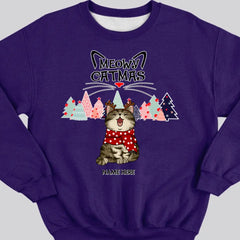 Meowy Catmas, Arbre de Noël, Sweat-shirt personnalisé de races de chats de Noël, Sweat-shirt pour les amoureux des chats