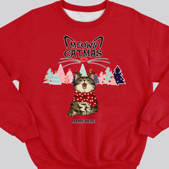 Meowy Catmas, Arbre de Noël, Sweat-shirt personnalisé de races de chats de Noël, Sweat-shirt pour les amoureux des chats