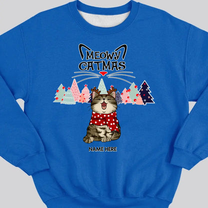Meowy Catmas, Christmas Tree, Personalized Christmas Cat Breeds Sweatshirt, Sweatshirt For Cat Lovers