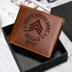 Portefeuille en cuir fait main personnalisé pour vétéran militaire américain (blocage RFID) 