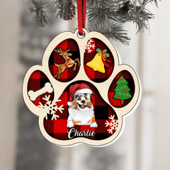 Ornement en bois personnalisé de Noël de patte de chien, cadeau de décoration personnalisé pour les amoureux des animaux de compagnie