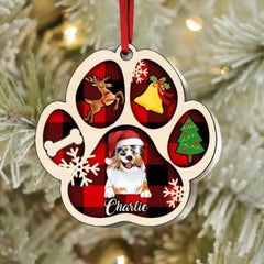 Ornement en bois personnalisé de Noël de patte de chien, cadeau de décoration personnalisé pour les amoureux des animaux de compagnie