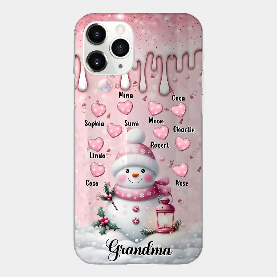 Custom Personalized Snowman Grandma Phone Case - Christmas Gift Idea For Grandma - Up to 10 Kids - Case For iPhone/Samsung/GooglePixel - Grandma