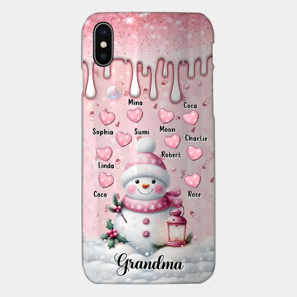 Custom Personalized Snowman Grandma Phone Case - Christmas Gift Idea For Grandma - Up to 10 Kids - Case For iPhone/Samsung/GooglePixel - Grandma
