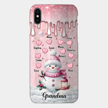 Custom Personalized Snowman Grandma Phone Case - Christmas Gift Idea For Grandma - Up to 10 Kids - Case For iPhone/Samsung/GooglePixel - Grandma