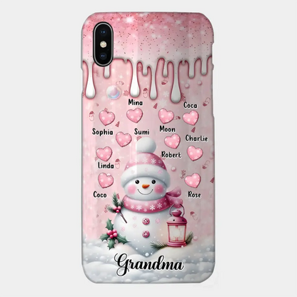 Custom Personalized Snowman Grandma Phone Case - Christmas Gift Idea For Grandma - Up to 10 Kids - Case For iPhone/Samsung/GooglePixel - Grandma