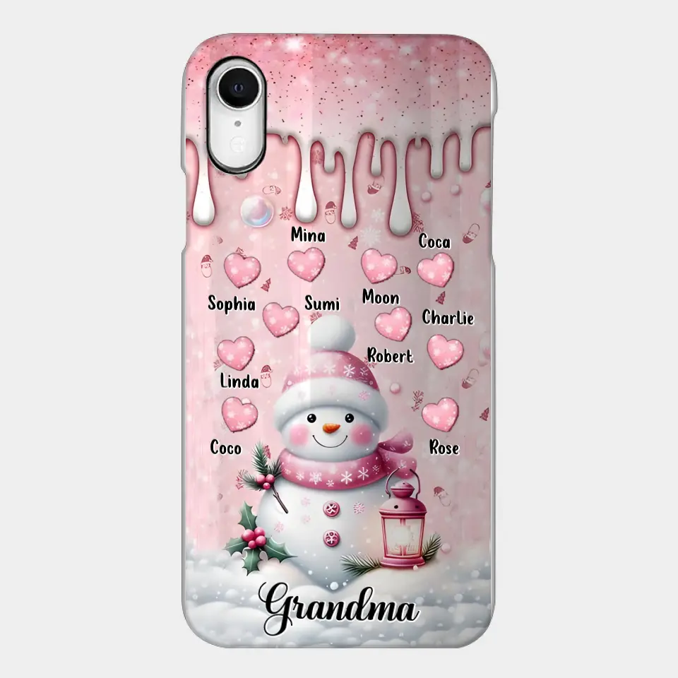 Custom Personalized Snowman Grandma Phone Case - Christmas Gift Idea For Grandma - Up to 10 Kids - Case For iPhone/Samsung/GooglePixel - Grandma