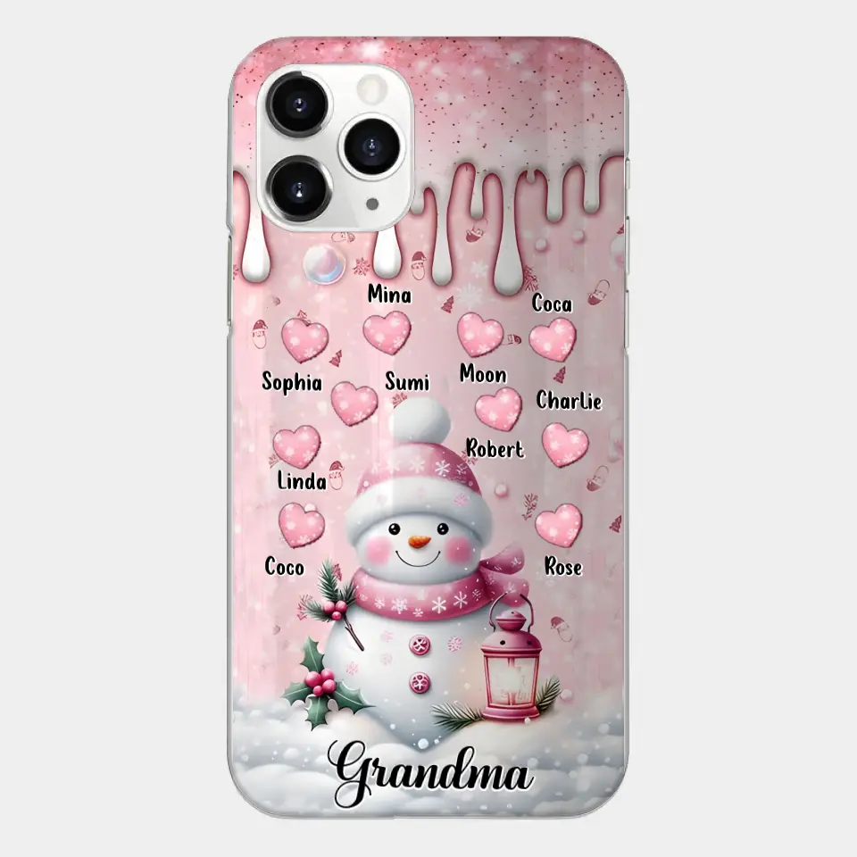 Custom Personalized Snowman Grandma Phone Case - Christmas Gift Idea For Grandma - Up to 10 Kids - Case For iPhone/Samsung/GooglePixel - Grandma
