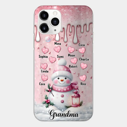 Custom Personalized Snowman Grandma Phone Case - Christmas Gift Idea For Grandma - Up to 10 Kids - Case For iPhone/Samsung/GooglePixel - Grandma