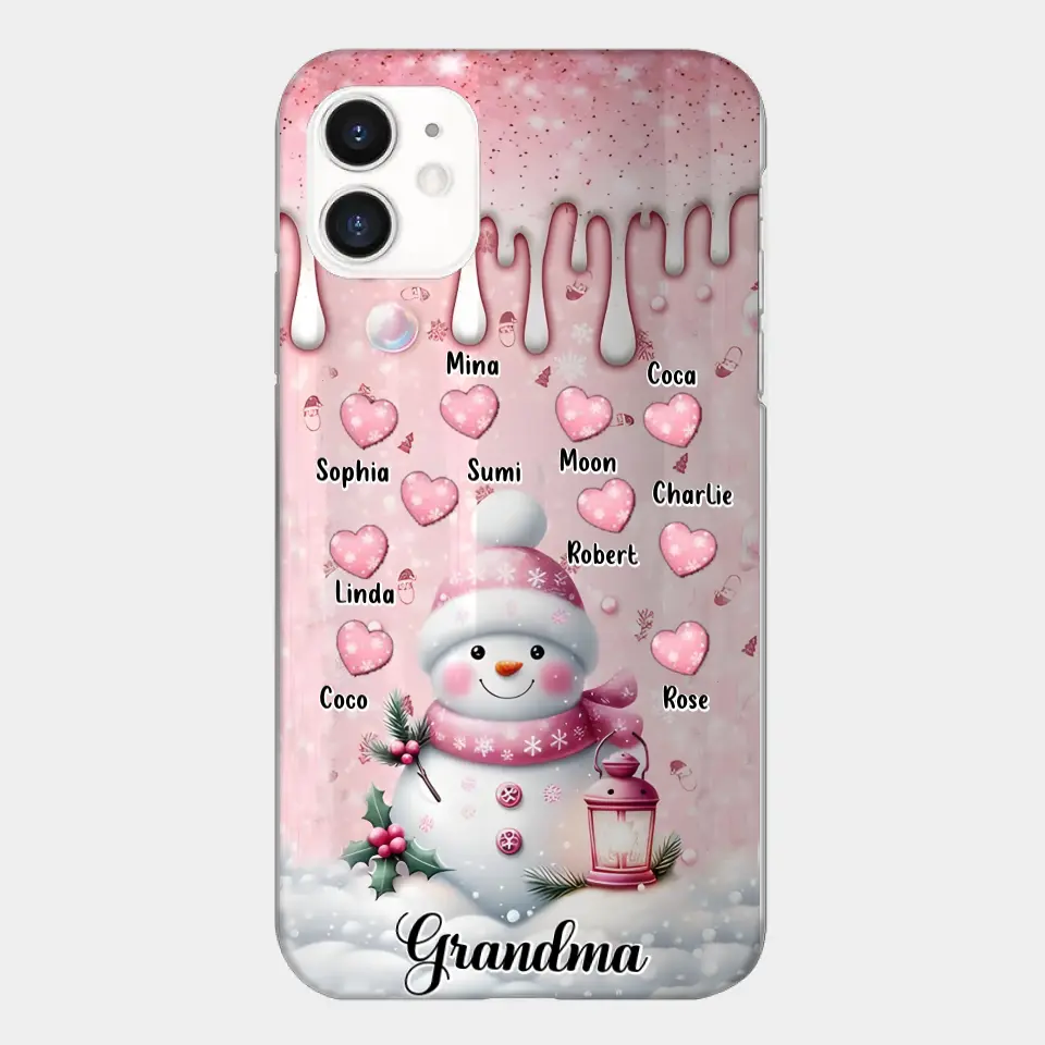 Custom Personalized Snowman Grandma Phone Case - Christmas Gift Idea For Grandma - Up to 10 Kids - Case For iPhone/Samsung/GooglePixel - Grandma