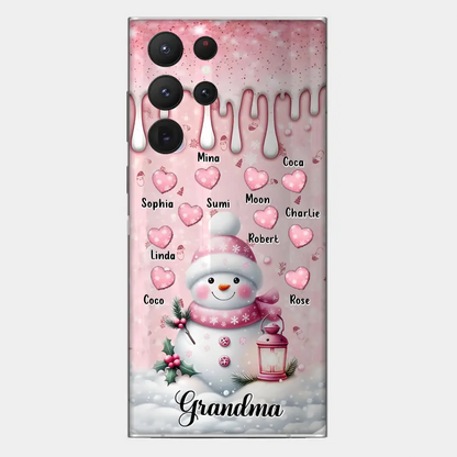 Custom Personalized Snowman Grandma Phone Case - Christmas Gift Idea For Grandma - Up to 10 Kids - Case For iPhone/Samsung/GooglePixel - Grandma