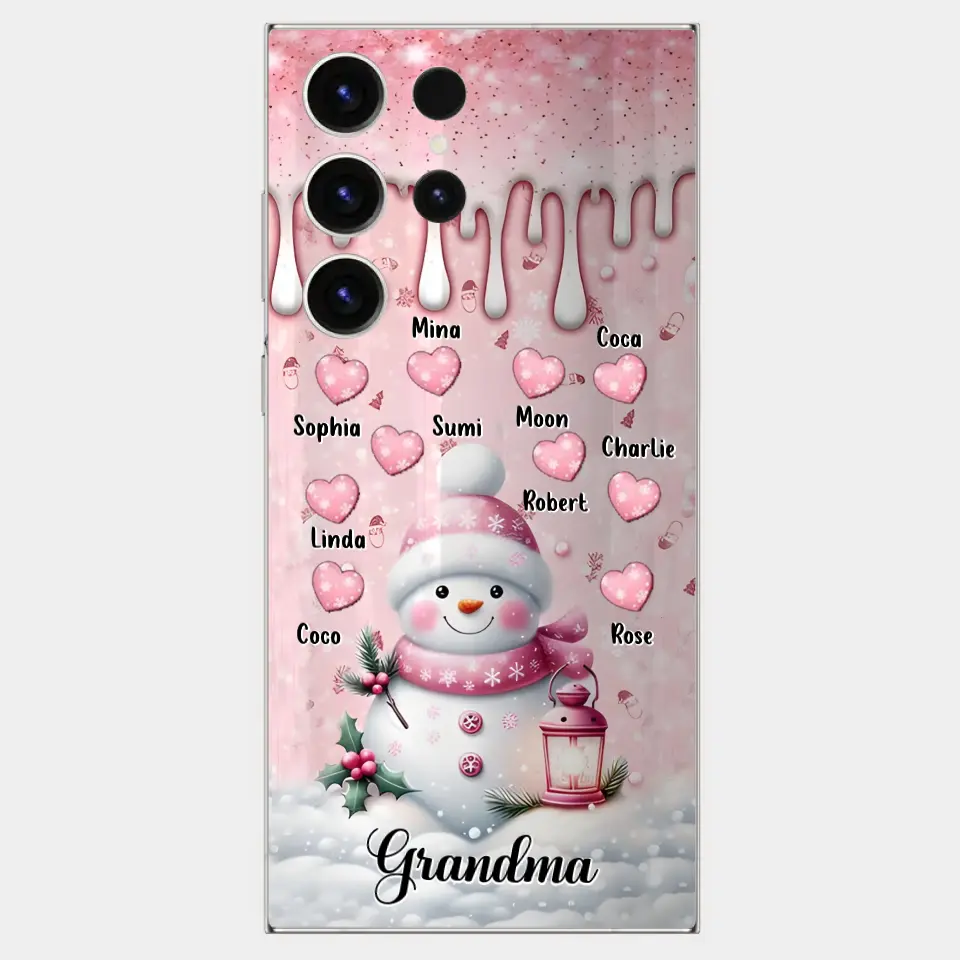 Custom Personalized Snowman Grandma Phone Case - Christmas Gift Idea For Grandma - Up to 10 Kids - Case For iPhone/Samsung/GooglePixel - Grandma