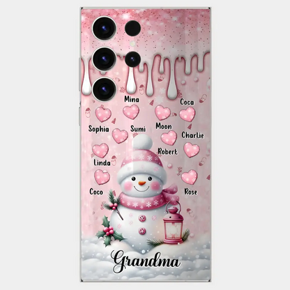 Custom Personalized Snowman Grandma Phone Case - Christmas Gift Idea For Grandma - Up to 10 Kids - Case For iPhone/Samsung/GooglePixel - Grandma
