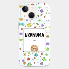 Grand-mère personnalisée avec nom d'enfants fleurs fond cadeau pour grand-mère Phonecase