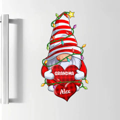 Grandma Gnome Lights - Décalcomanie personnalisée personnalisée - Cadeau de Noël pour grand-mère, membres de la famille