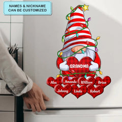 Grandma Gnome Lights - Décalcomanie personnalisée personnalisée - Cadeau de Noël pour grand-mère, membres de la famille