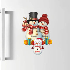 Bonhomme de neige petits-enfants - Décalcomanie personnalisée personnalisée - Cadeau de Noël pour grand-père, grand-mère, membres de la famille