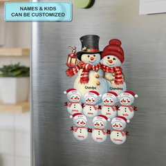 Bonhomme de neige petits-enfants - Décalcomanie personnalisée personnalisée - Cadeau de Noël pour grand-père, grand-mère, membres de la famille