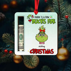 Voici quelques dollars pour Noël, cadeau pour la famille, ornement en bois personnalisé, ornement de monstre vert, cadeau de Noël