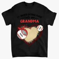 Vêtements imprimés personnalisés « Mon joueur de baseball préféré m’appelle grand-mère »