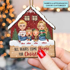 All Hearts Come Home For Christmas - Ornement en bois personnalisé personnalisé - Cadeau de Noël pour couple, femme, mari, membres de la famille