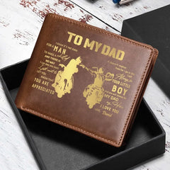 Personalized To My Dad Biker Custom Name Leather Wallet