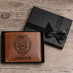 Personalized Law Enforcement Officer Custom Name Laser Leather Wallet