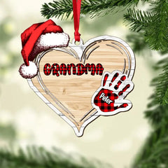 Personalized Grandma Kid Caro Color Christmas Wood Ornament Printed