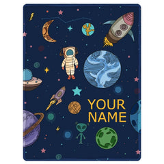 Couverture personnalisée pour bébé fusée spatiale couverture d'astronaute Alien conception personnalisée couverture de nom de bébé pour tout-petits enfants filles garçon 