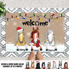 Paillasson de Noël personnalisé avec cheval de bienvenue