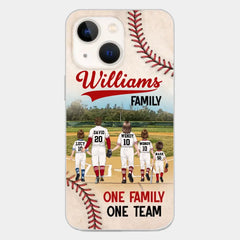 Étui de téléphone familial de baseball personnalisé personnalisé - Jusqu'à 3 enfants - Idée cadeau pour la Saint-Valentin/Anniversaire/Fête des mères Cadeau pour la femme du mari - Une famille, une équipe - Étui pour iPhone/Samsung