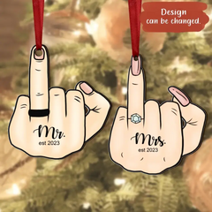 Custom Personalized Couple Wooden Ornament Set - Christmas/Funny Gift Idea for Couple/Him/Her