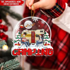 Rvs Christmas Camping Family - Personalized Acrylic Ornament, Ornament Gift For Camping Lover