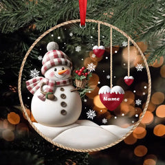 Ornement personnalisé joyeux Noël bonhomme de neige grand-mère maman à suspendre en forme de cœur doux pour enfants