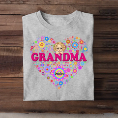 T-shirt personnalisé grand-mère et enfant coeur imprimé