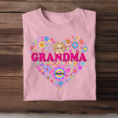 T-shirt personnalisé grand-mère et enfant coeur imprimé