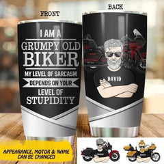 Personnalisé Je suis un vieux motard grincheux Tumbler imprimé