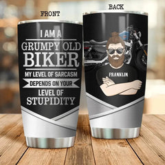 Personnalisé Je suis un vieux motard grincheux Tumbler imprimé