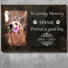 Panneau commémoratif en métal In Loving Memory, cadeaux de perte d'animaux de compagnie, signes commémoratifs pour animaux de compagnie Forever A Good Boy