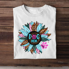 Personalized Sunflower & Dog Mom Tshirt Printed