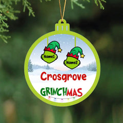 Ornement acrylique mixte personnalisé à une seule couche de Noël en famille Greenmas