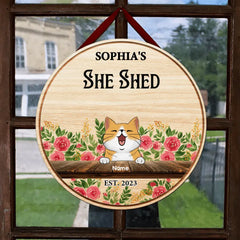 Panneau en bois personnalisé, cadeau pour les amoureux des animaux de compagnie, panneau vintage floral Sheshed Happy Place