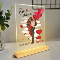 Be Mine Doll Couple Kissing Plaque personnalisée LED Veilleuse